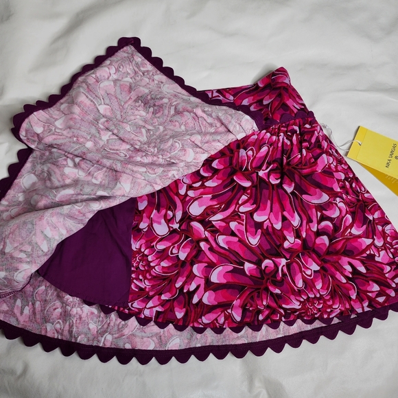 Kika Vargas for Target Mini Skirt Pink / Purple Scalloped Hem Floral Size 2 NWT - Picture 8 of 12